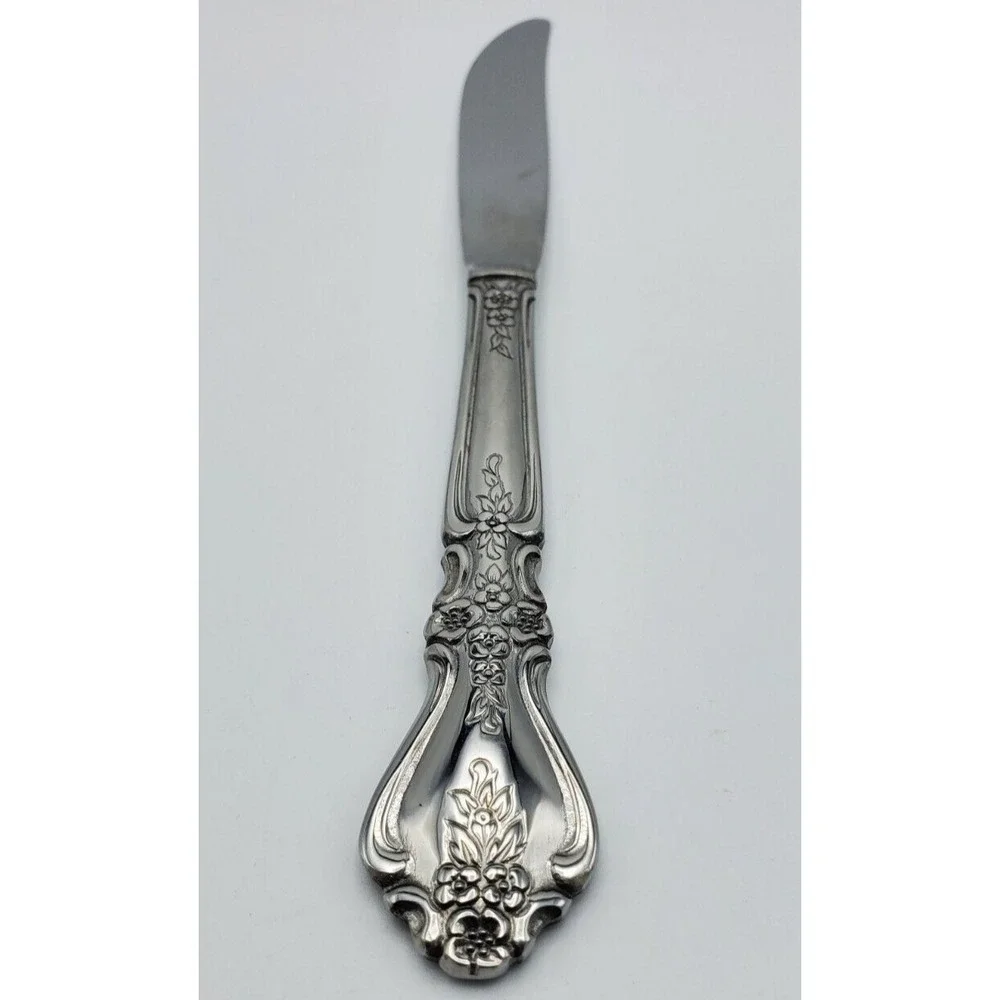 Rogers Co Stanley Roberts Kings Berry Pattern Stainles Dinner Knife Butter Korea